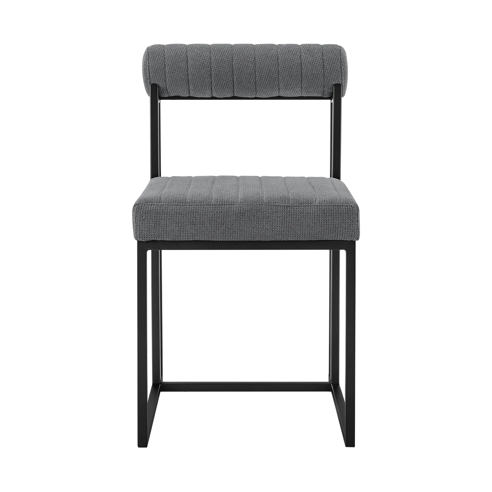 Anastasia Dining Chair with Matte Black Iron and Anchor Gray Fabric - Set of 2 By Armen Living - Image 5