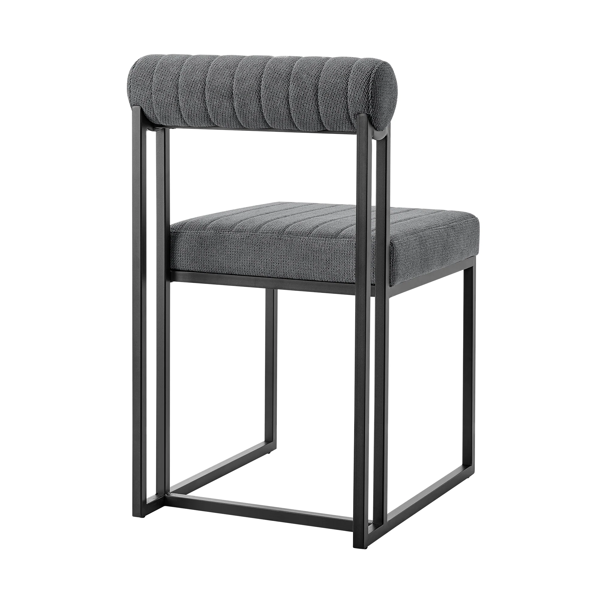 Anastasia Dining Chair with Matte Black Iron and Anchor Gray Fabric - Set of 2 By Armen Living - Image 6
