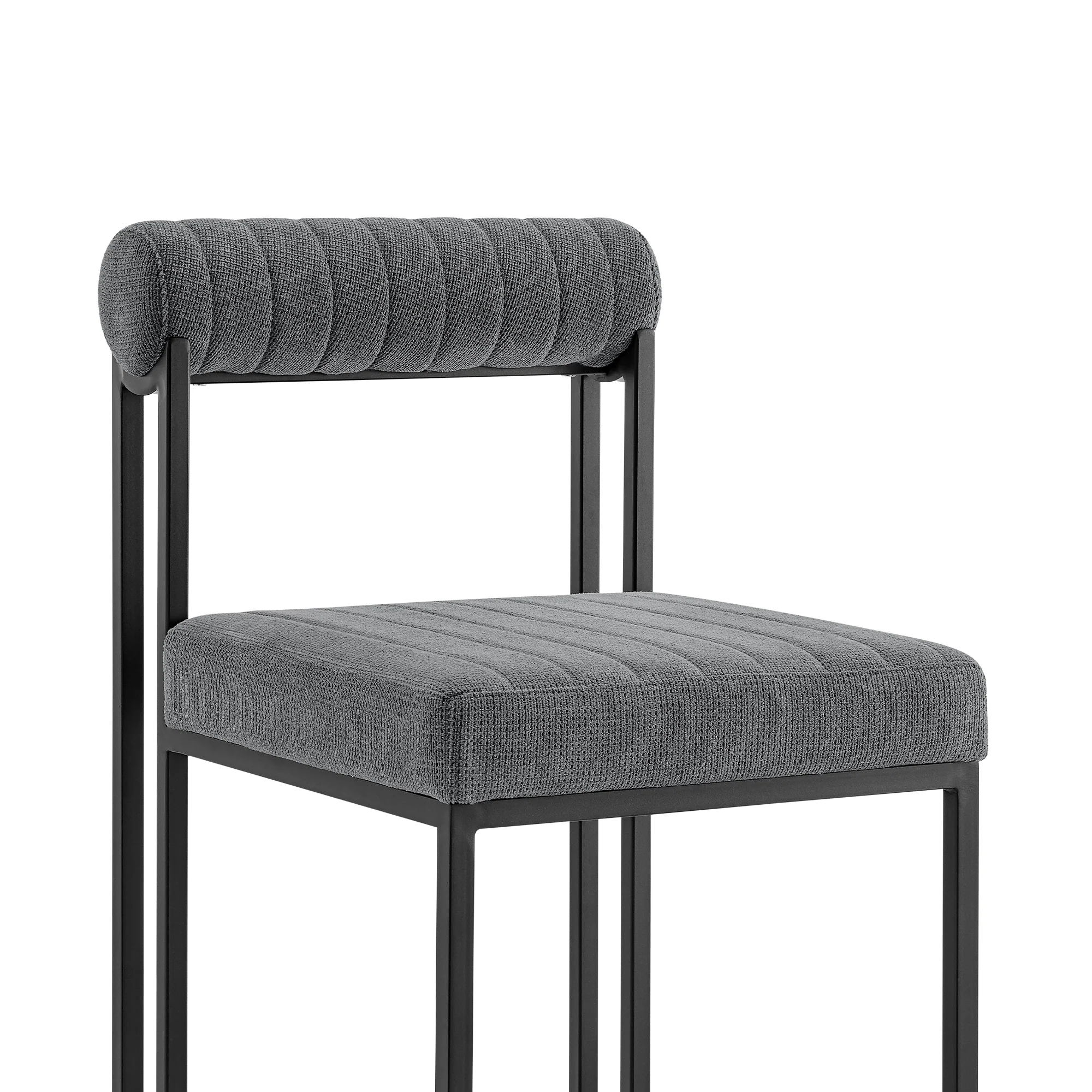 Anastasia Dining Chair with Matte Black Iron and Anchor Gray Fabric - Set of 2 By Armen Living - Image 7