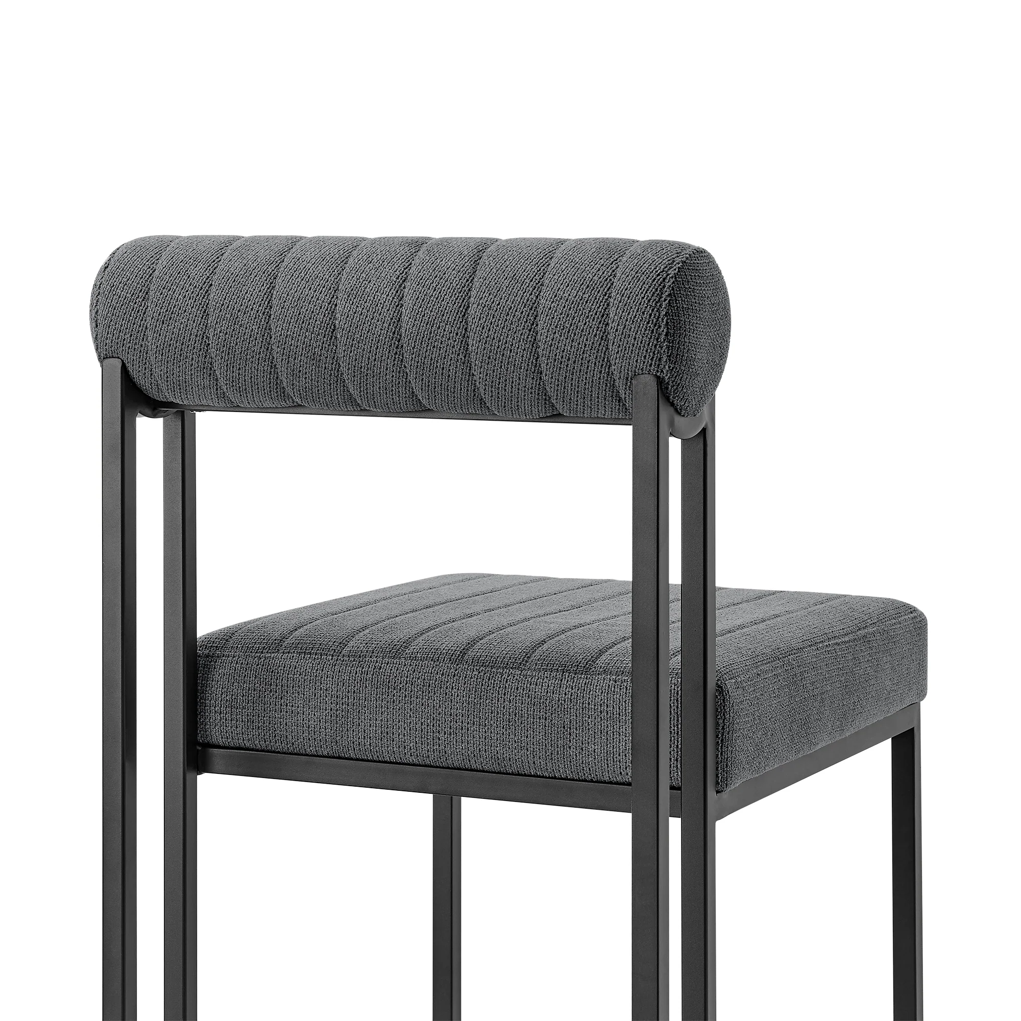 Anastasia Dining Chair with Matte Black Iron and Anchor Gray Fabric - Set of 2 By Armen Living - Image 8
