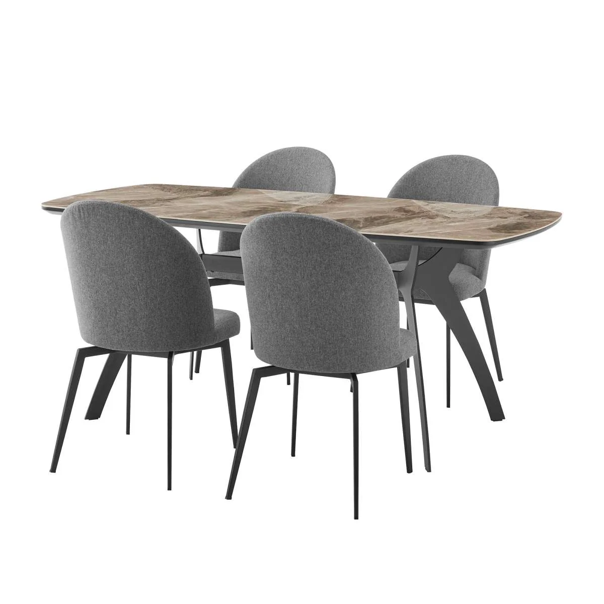 Andes and Sunny Gray Fabric 5 Piece Rectangular Dining Set By Armen Living - Image 2