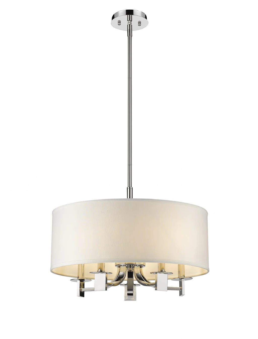 Andrea 5-Light Polished Nickel Drum Pendant With Ivory Hardback Shade By Homeroots - Image 2