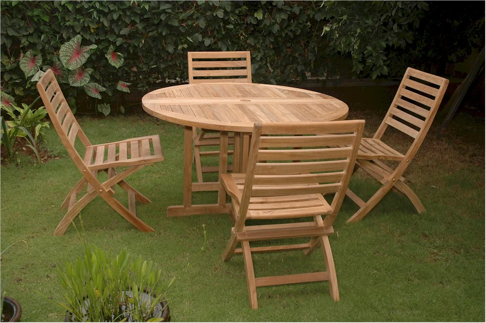 Andrew Butterfly Folding 5-Pieces Dining Set By Anderson Teak - Image 2