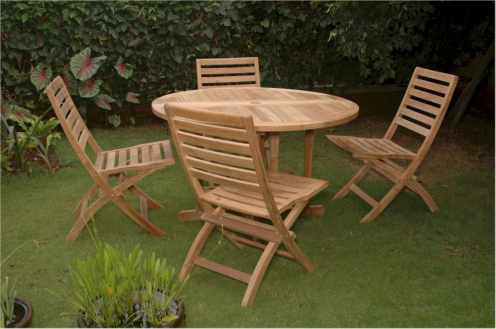 Andrew Butterfly Folding 5-Pieces Dining Set By Anderson Teak - Image 3