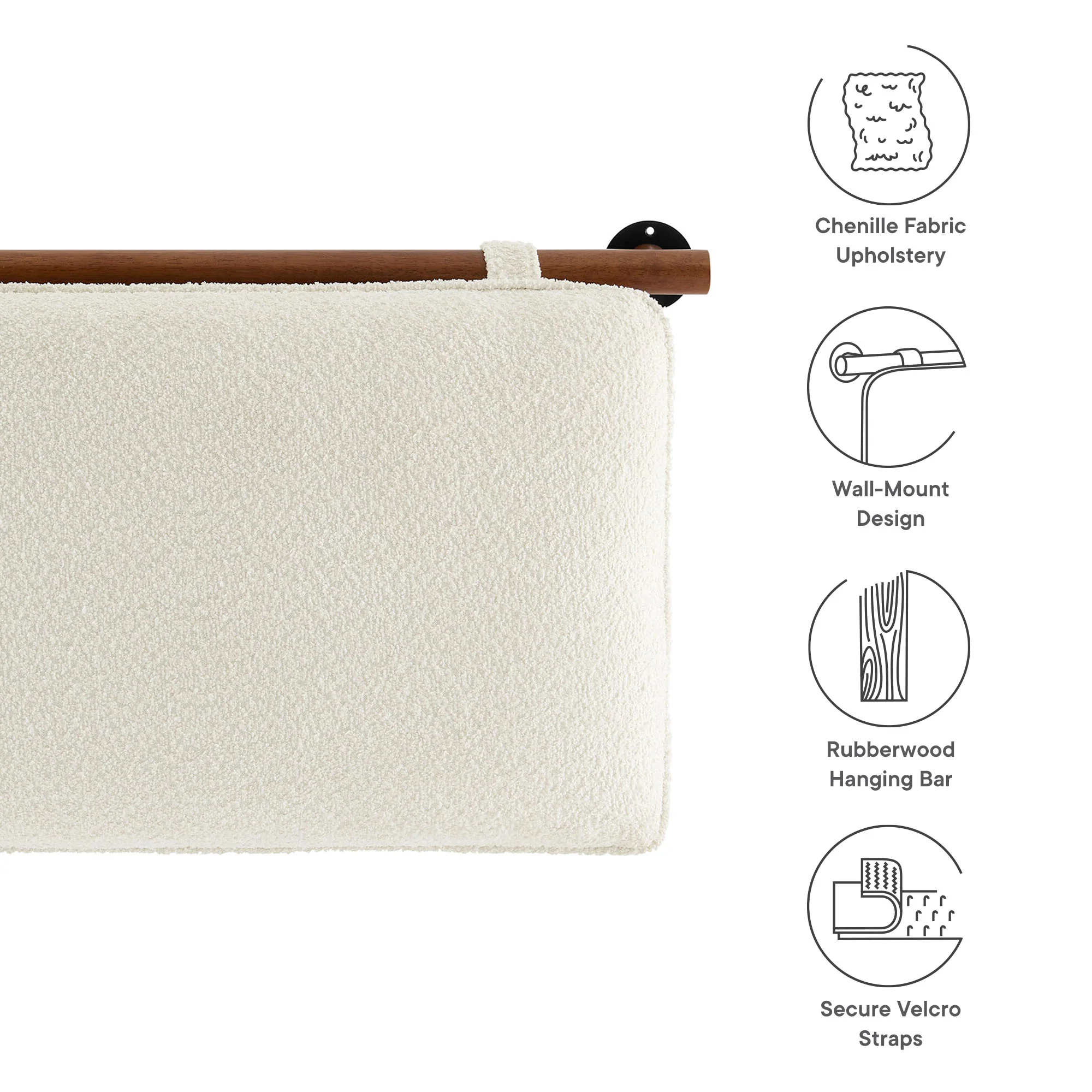 Anela Wall-Mounted Chenille Upholstered Twin Headboard by Modway - Image 15