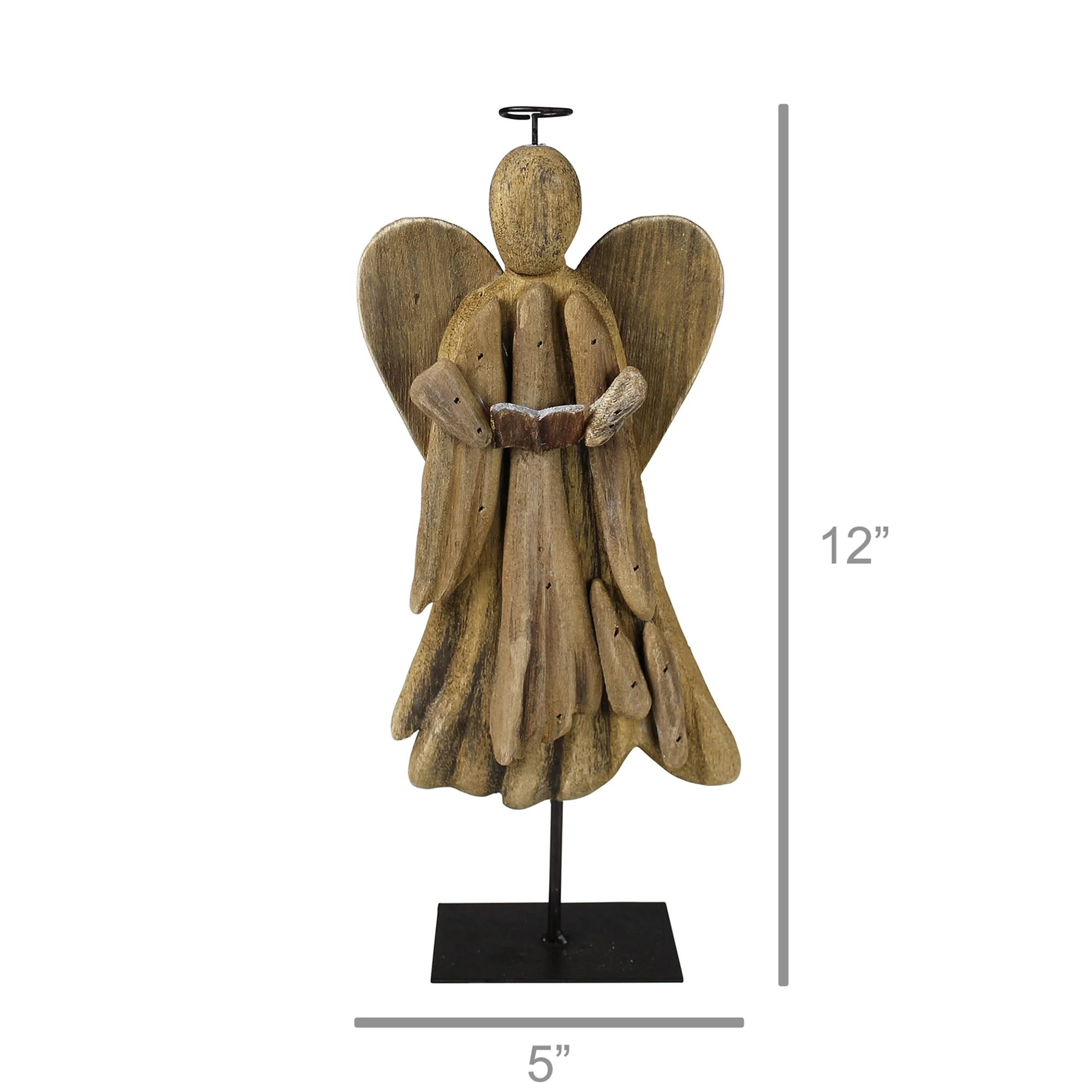 Angel on Stand, Wood - Wings Down Set Of 2 By HomArt - Image 2