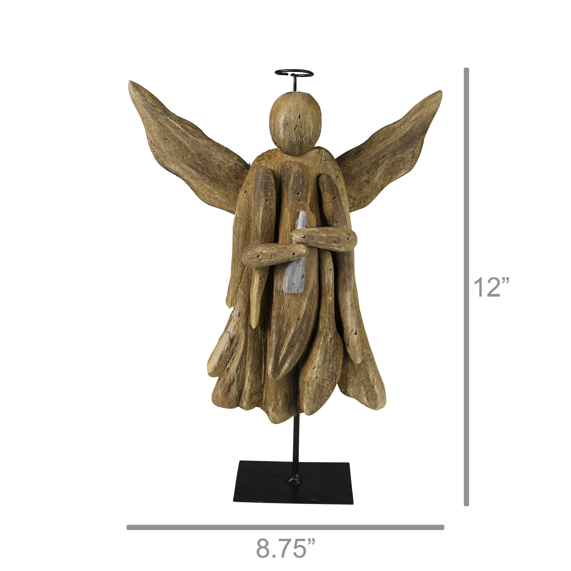 Angel on Stand, Wood - Wings Out Set Of 2 By HomArt - Image 2