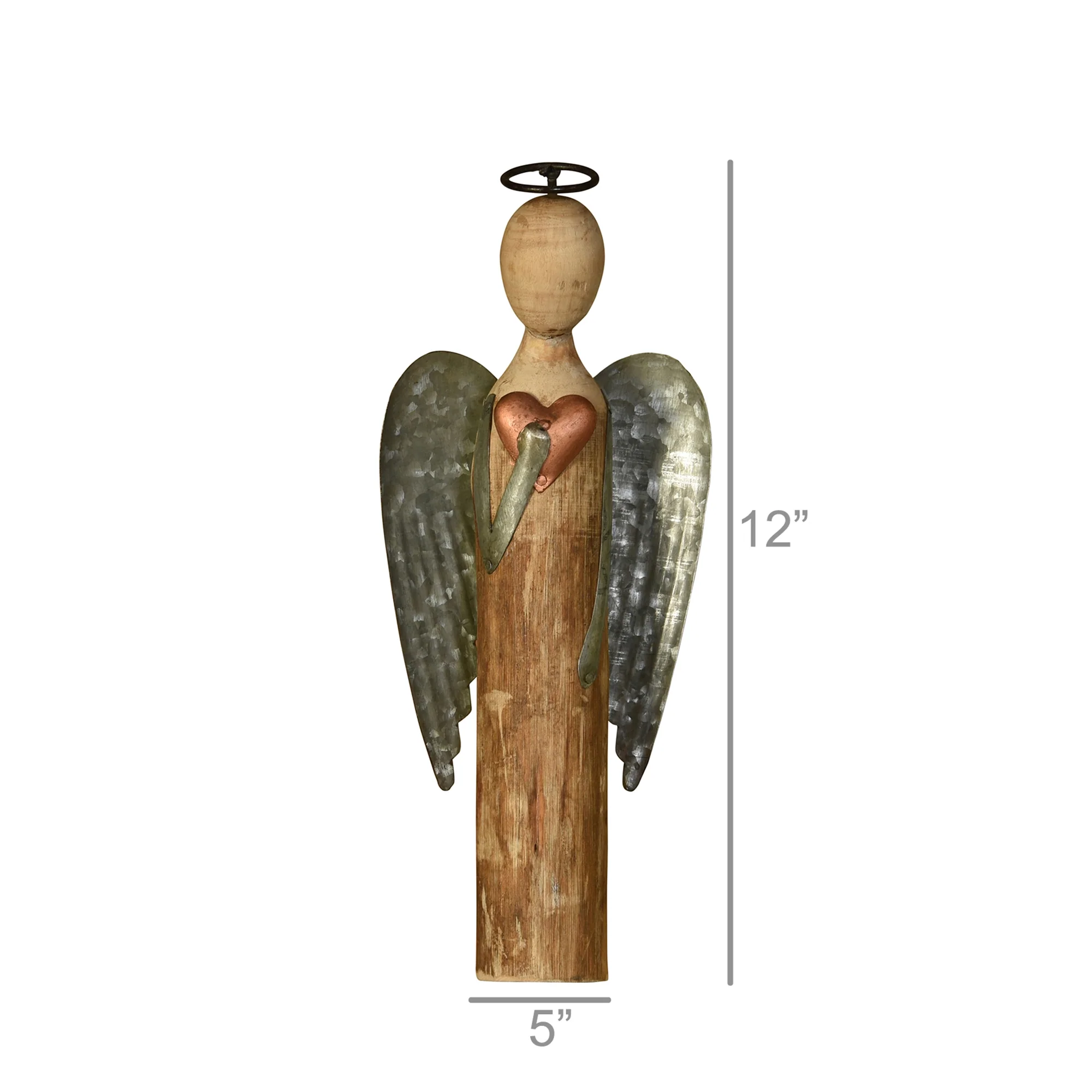 Angel with Heart, Wood & Metal - Small Set Of 2 By HomArt - Image 3