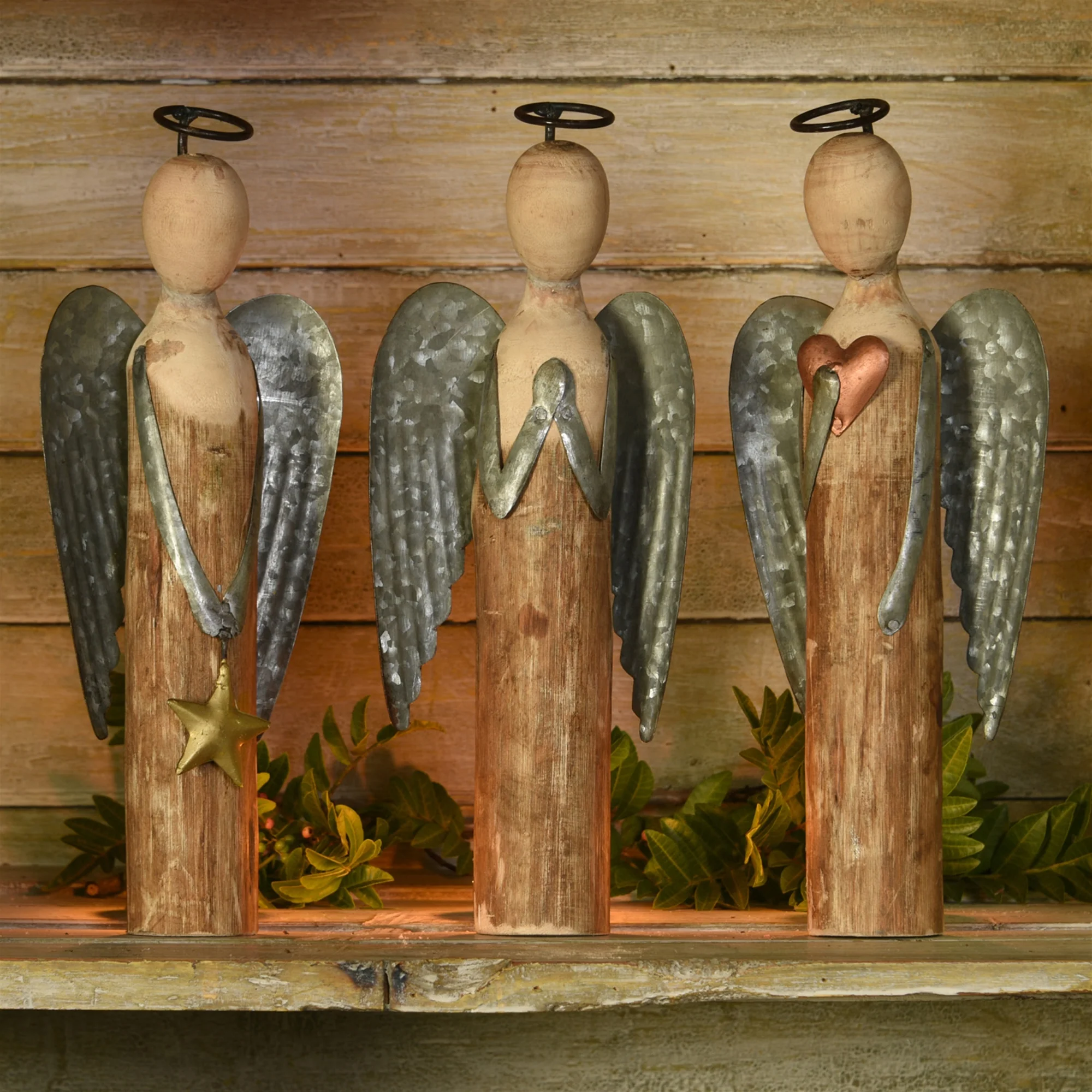 Angel with Heart, Wood & Metal - Small Set Of 2 By HomArt - Image 4