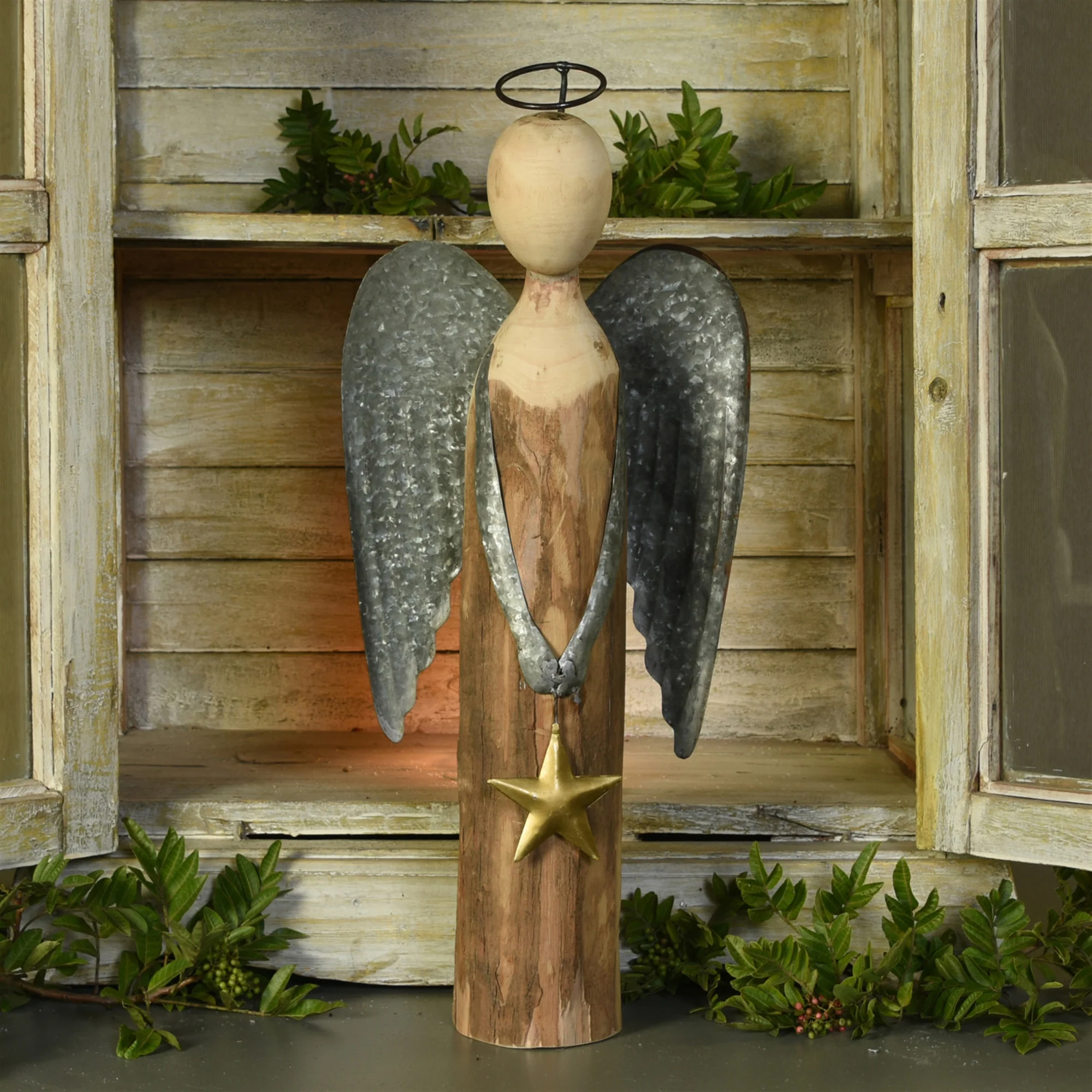 Angel with Star, Wood & Metal - Large By HomArt - Image 2