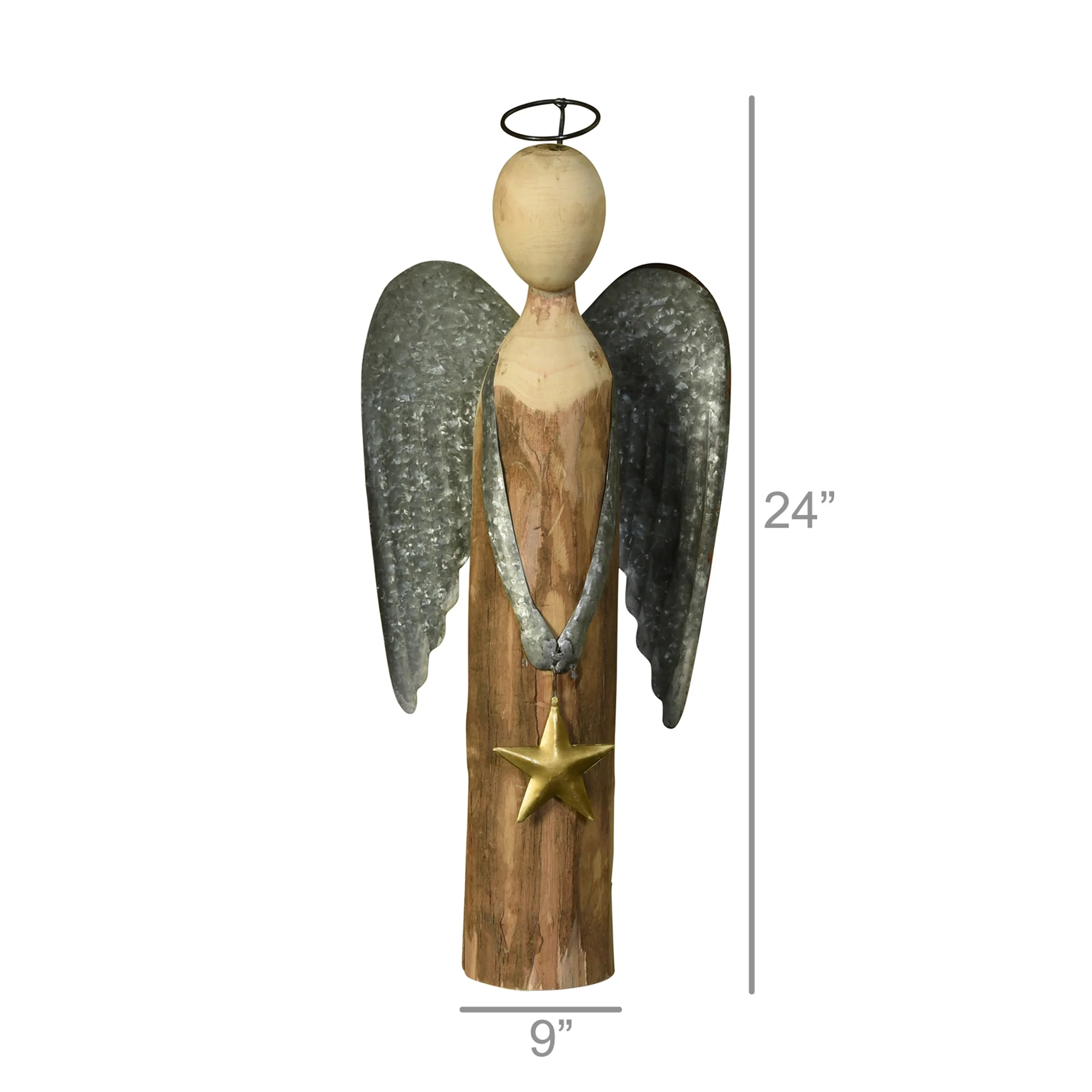 Angel with Star, Wood & Metal - Large By HomArt - Image 3