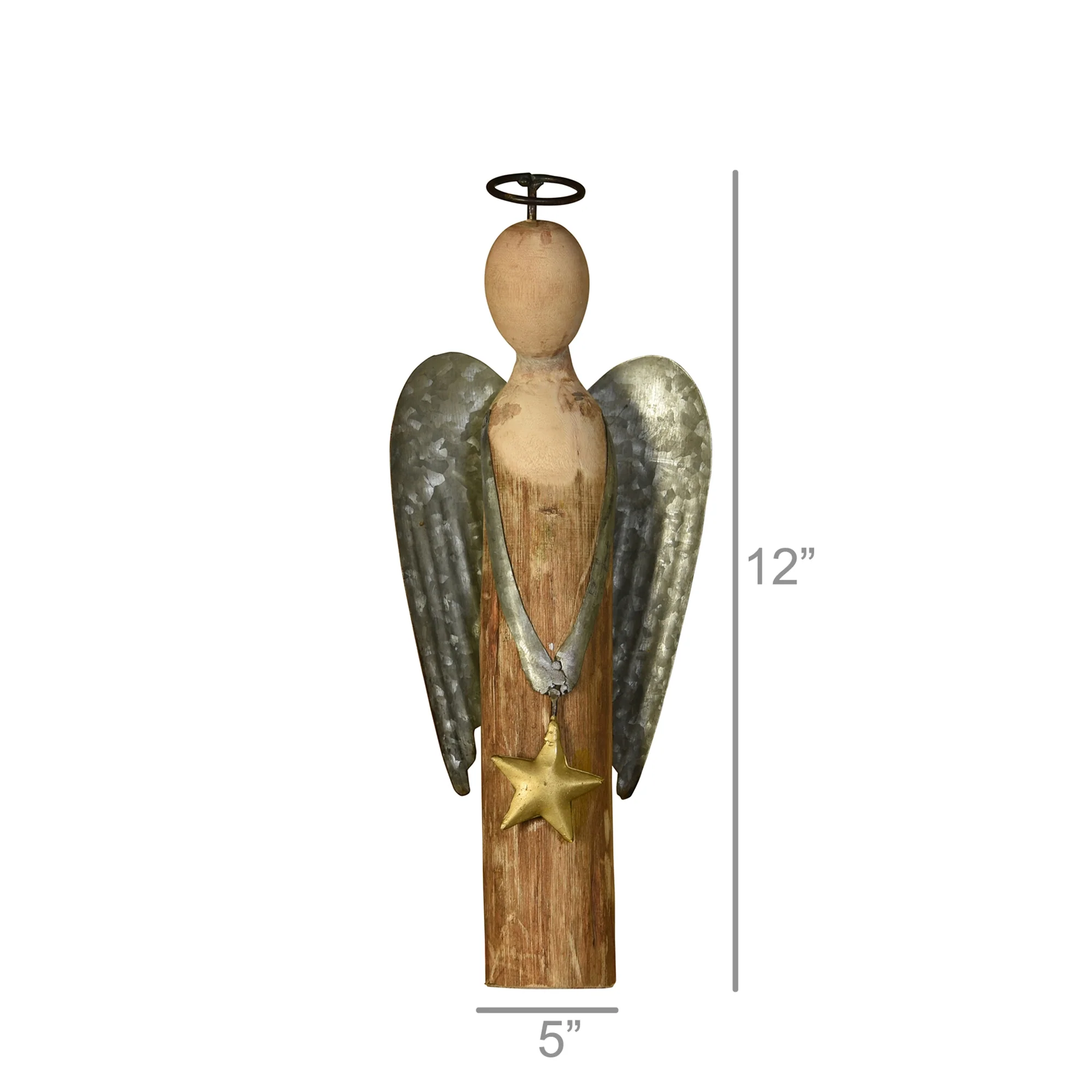 Angel with Star, Wood & Metal - Small Set Of 2 By HomArt - Image 3