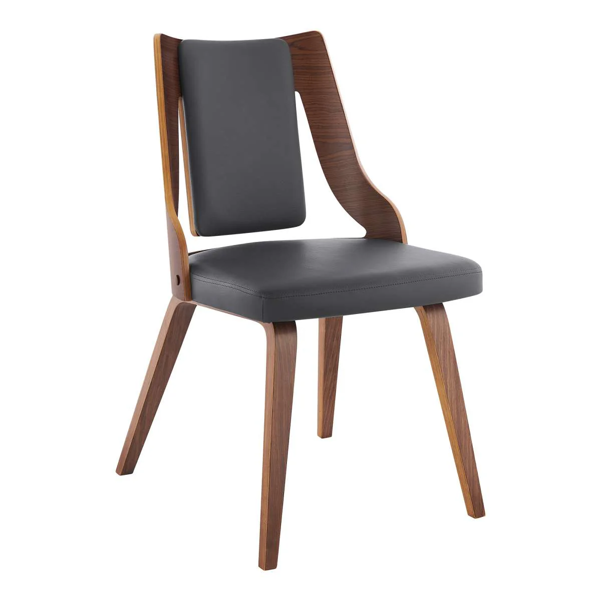 Aniston Gray Faux Leather and Walnut Wood Dining Chairs - Set of 2 By Armen Living - Image 2