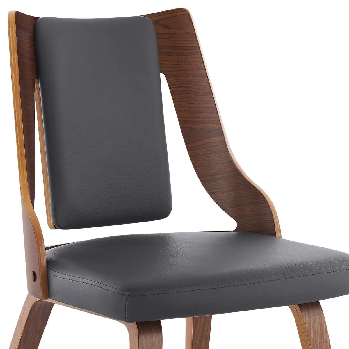 Aniston Gray Faux Leather and Walnut Wood Dining Chairs - Set of 2 By Armen Living - Image 4