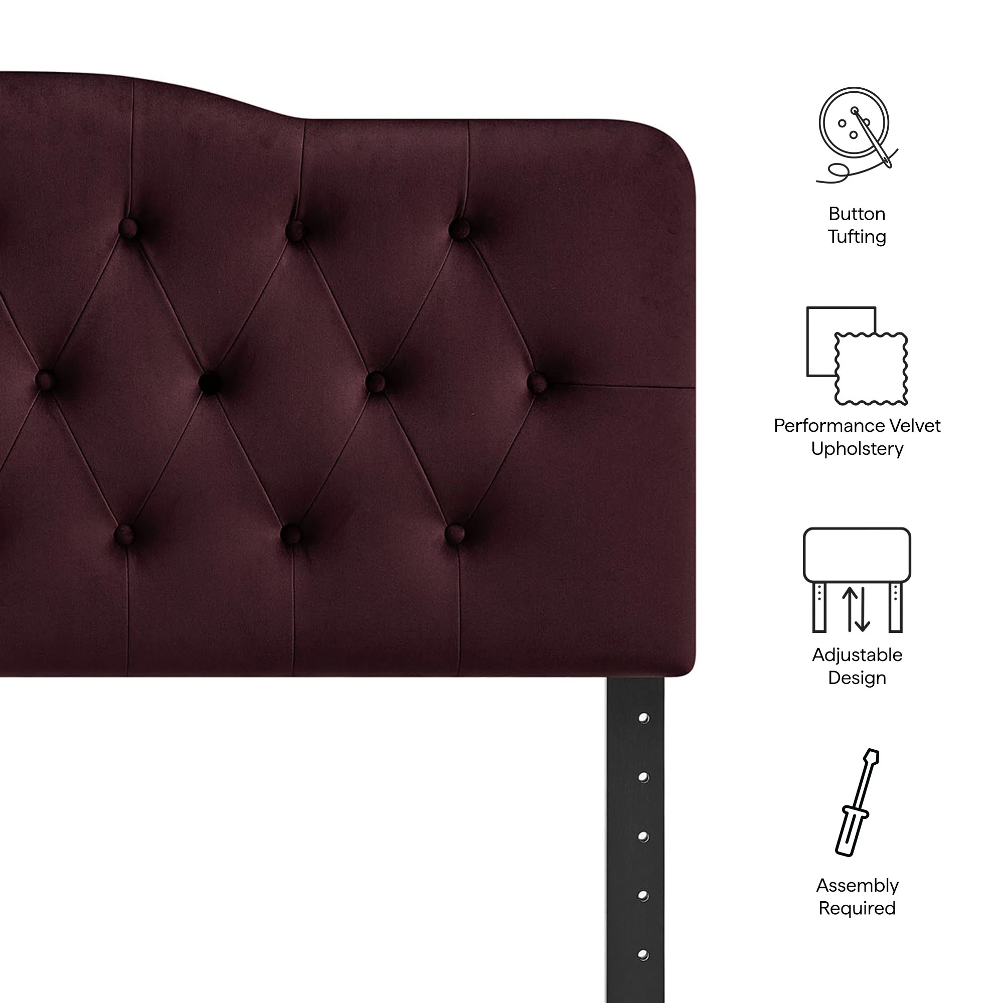 Annabel Stain-Resistant Performance Velvet Full Headboard by Modway - Image 31