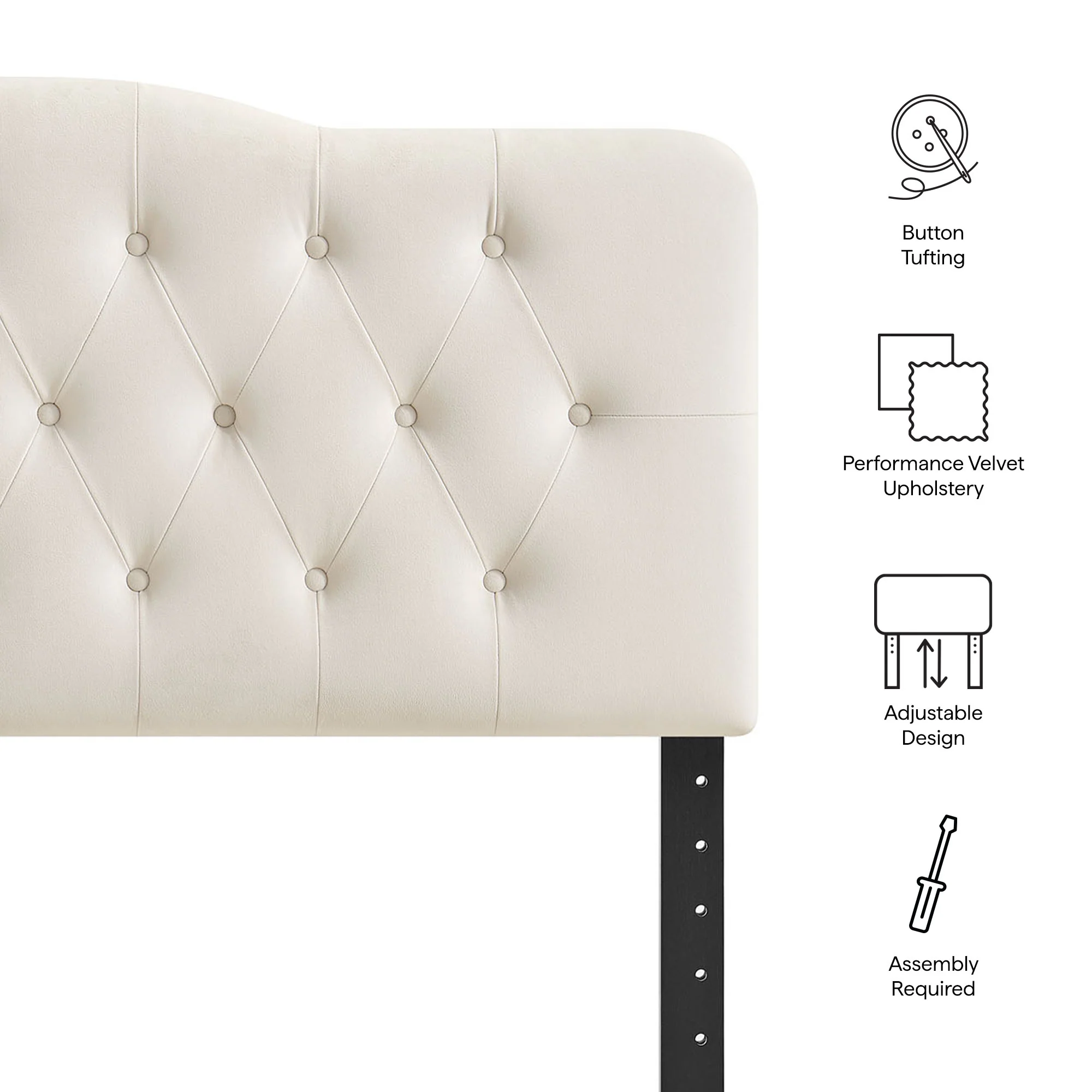 Annabel Stain-Resistant Performance Velvet Full Headboard by Modway - Image 7