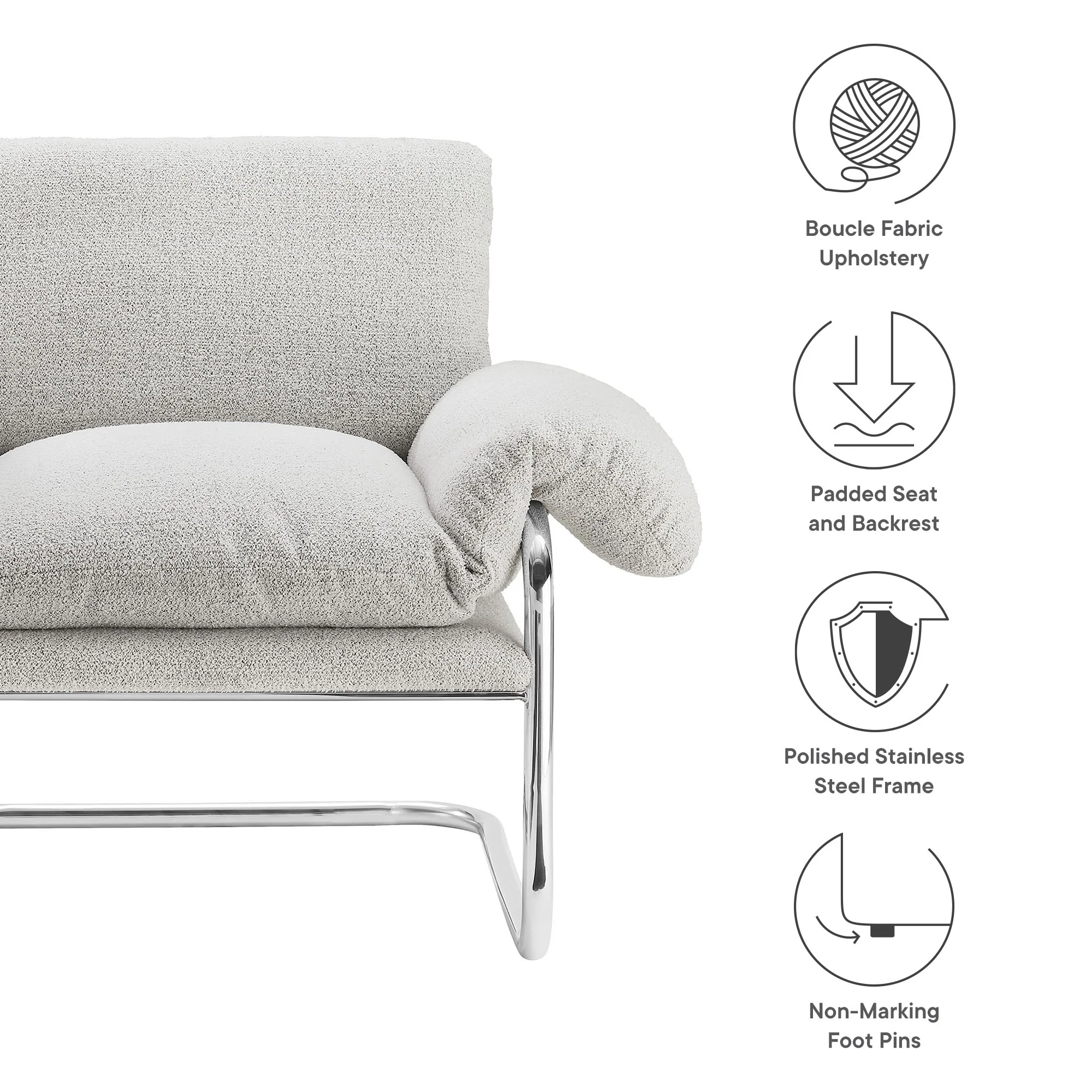Ansel Boucle Fabric Accent Chair by Modway - Image 17