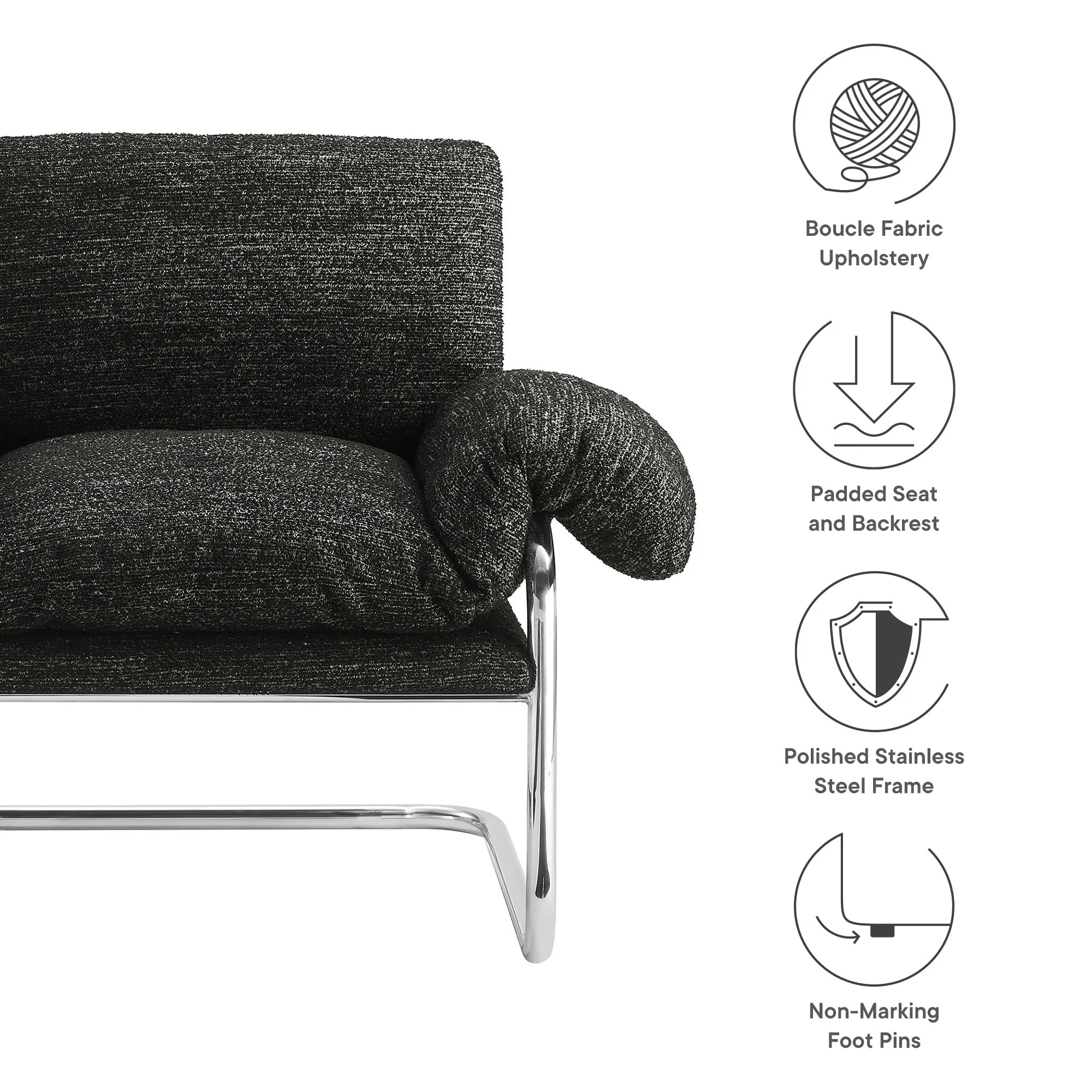 Ansel Boucle Fabric Accent Chair by Modway - Image 8