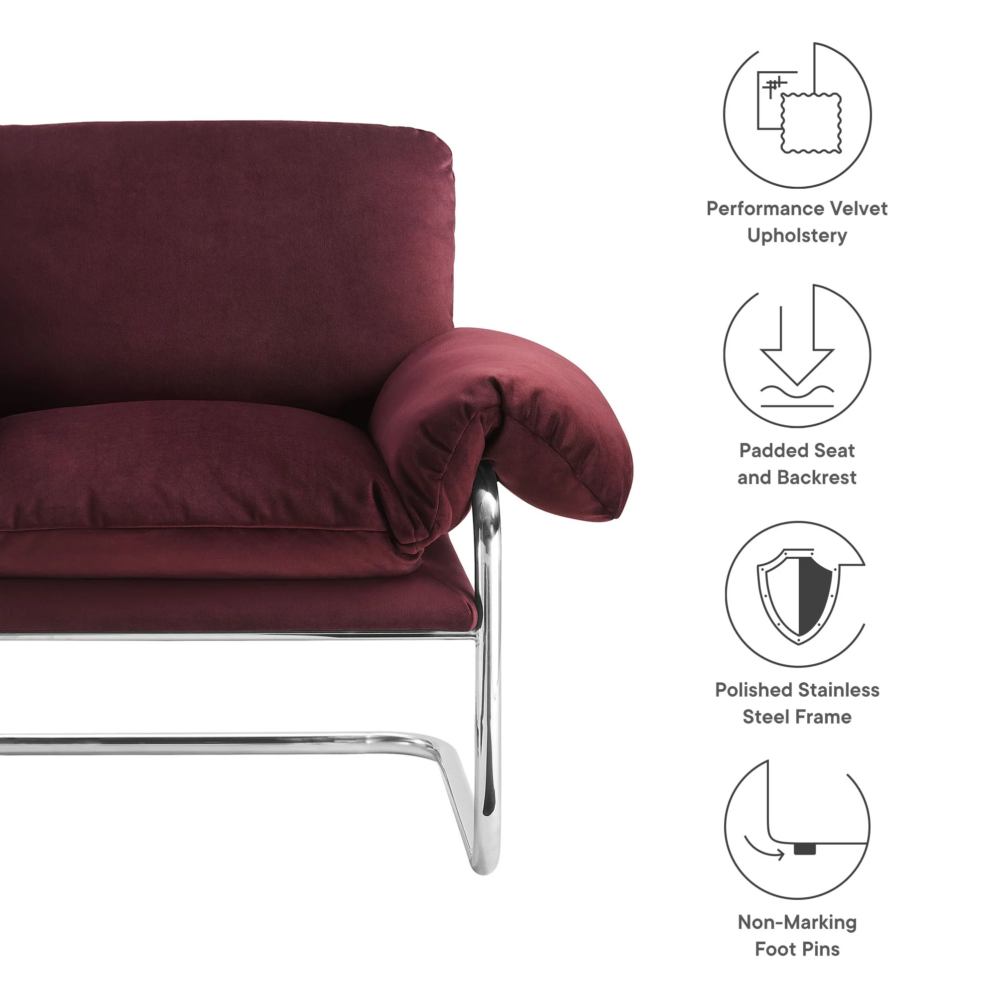 Ansel Performance Velvet Accent Chair by Modway - Image 17