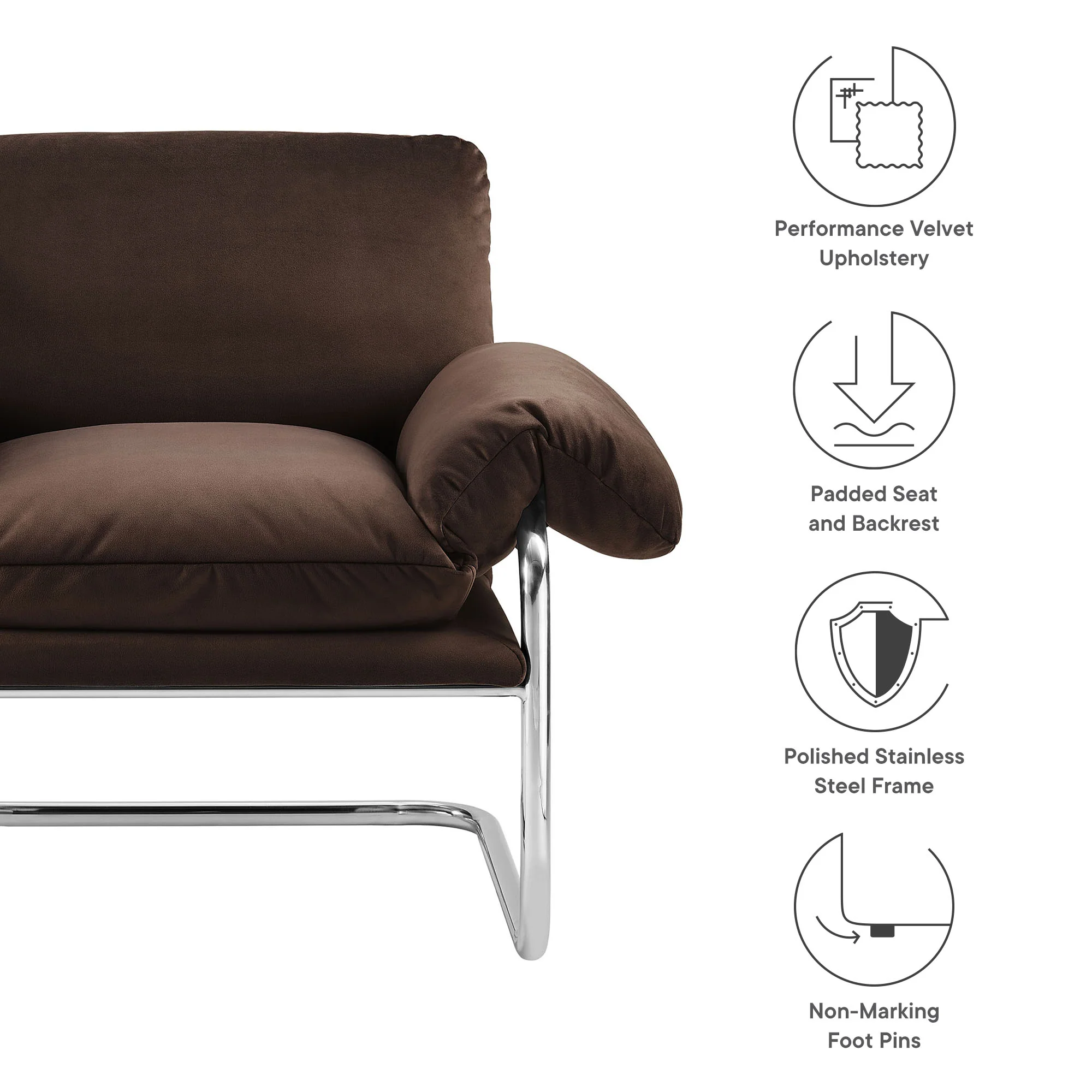 Ansel Performance Velvet Accent Chair by Modway - Image 8