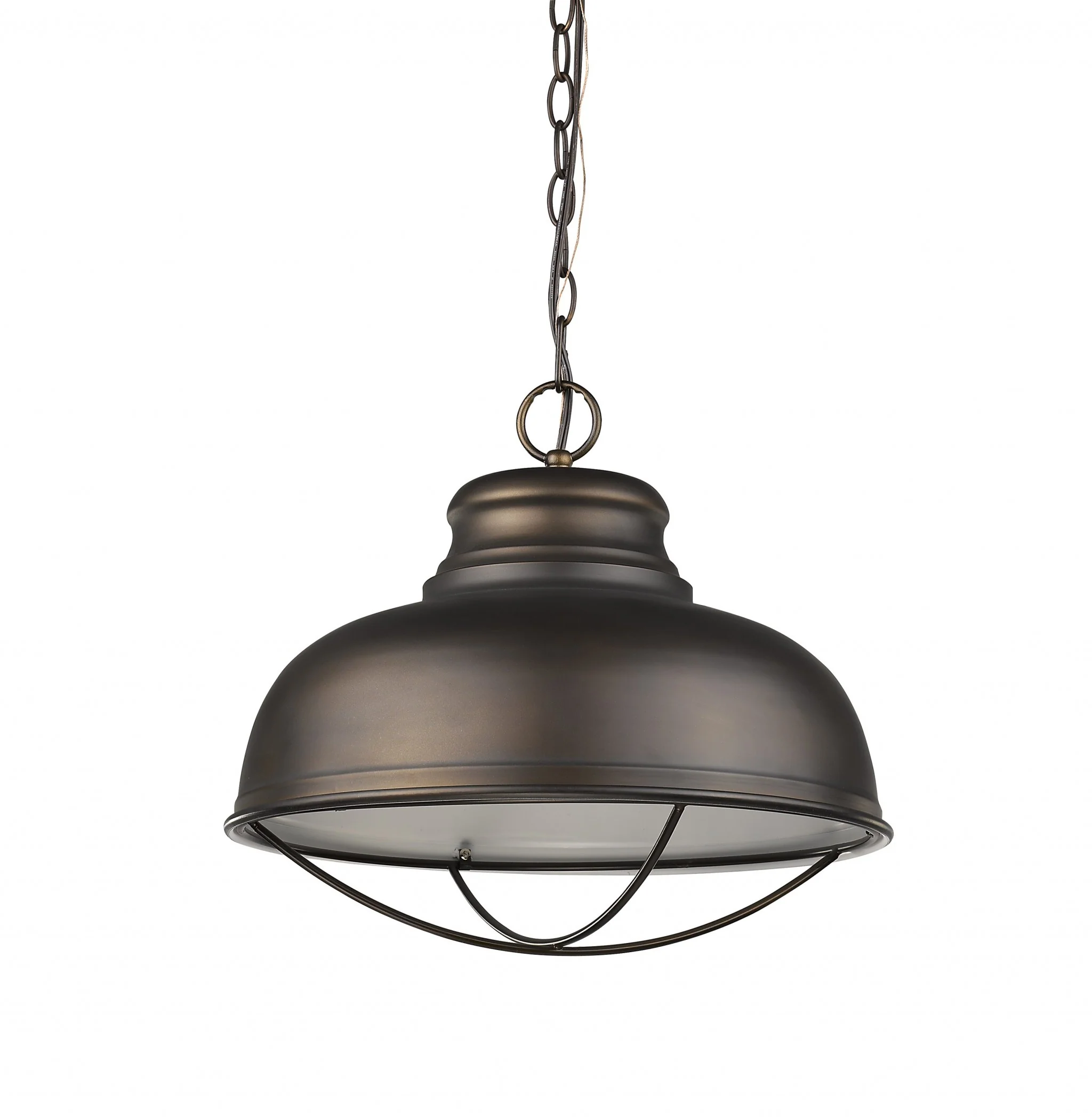 Ansen 1-Light Oil-Rubbed Bronze Pendant With Gloss White Interior Shade By Homeroots - Image 2