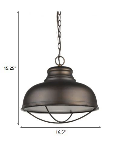 Ansen 1-Light Oil-Rubbed Bronze Pendant With Gloss White Interior Shade By Homeroots - Image 5
