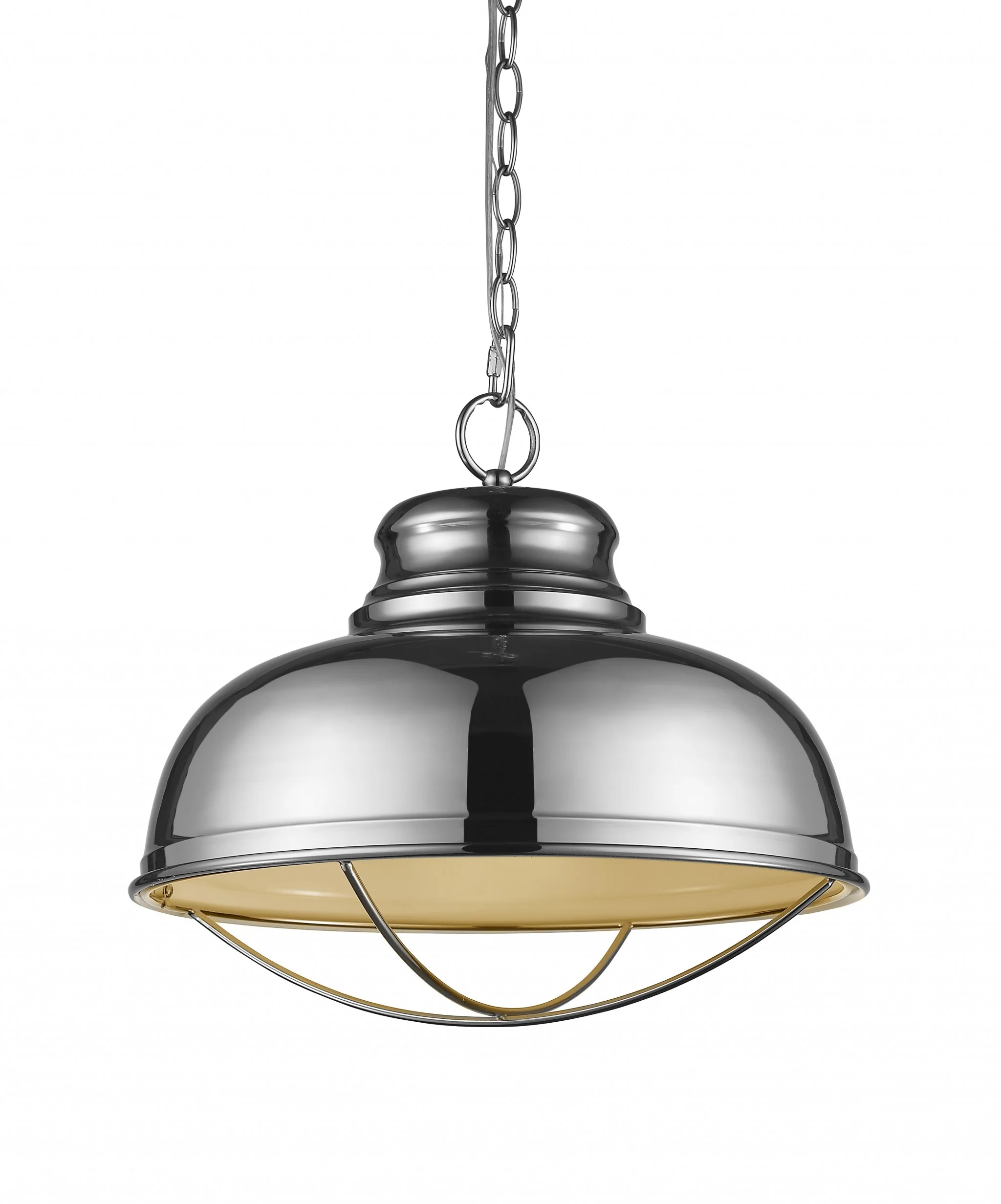 Ansen 1-Light Polished Nickel Pendant With Gloss White Interior Shade By Homeroots - Image 2