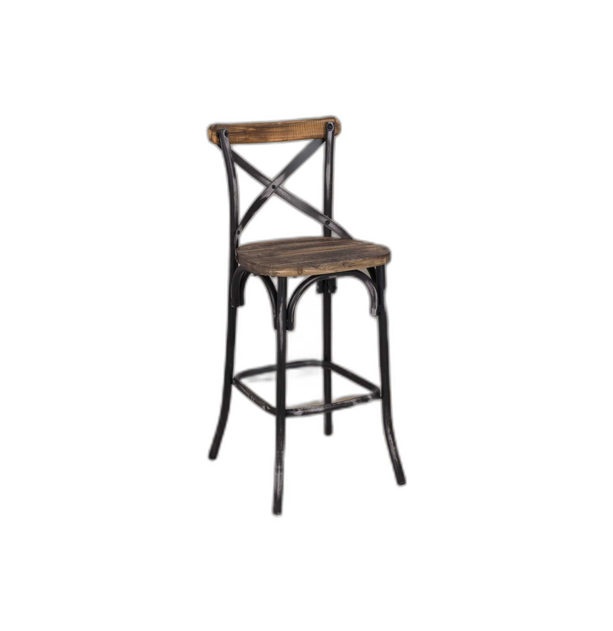 Antique Black Reclaimed Wooden Bar Chair By Homeroots - Image 2