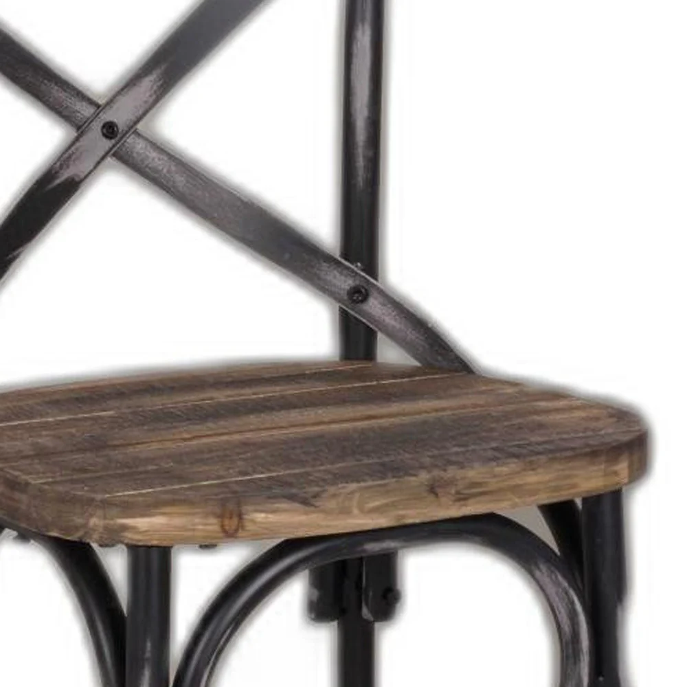 Antique Black Reclaimed Wooden Bar Chair By Homeroots - Image 5