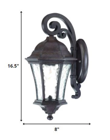 Antique Black Tapered Hanging Lantern Wall Light By Homeroots - Image 2