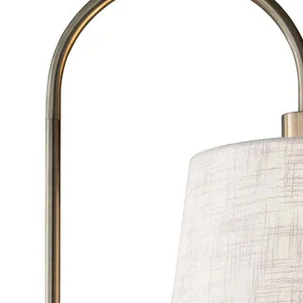 Antique Brass And Black Metal Floor Lamp With USB Charging Station Wood Shelf By Homeroots - Image 2