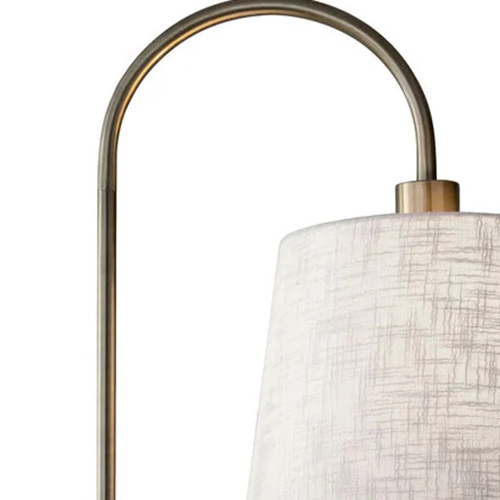 Antique Brass And Black Metal Floor Lamp With USB Charging Station Wood Shelf By Homeroots - Image 3