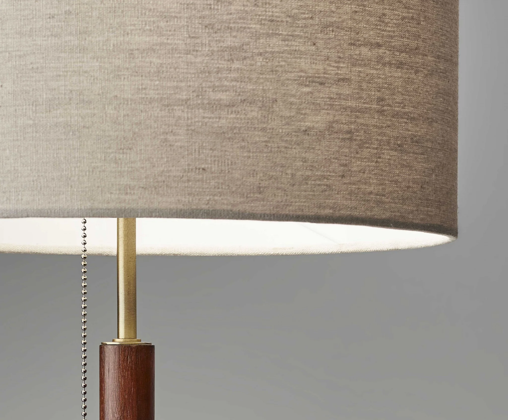 Antique Brass Metal and Walnut Wood Table Lamp By Homeroots - Image 2