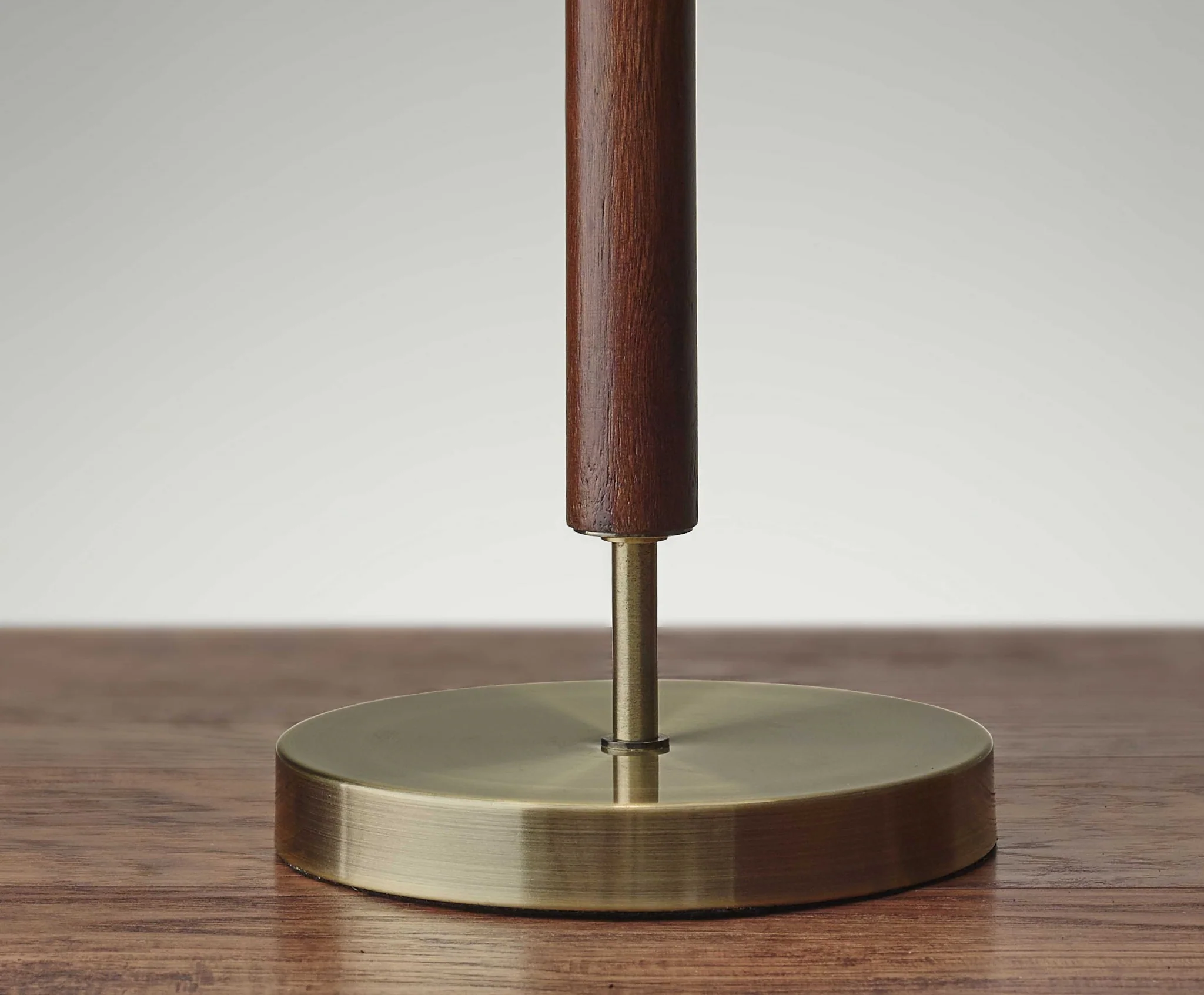 Antique Brass Metal and Walnut Wood Table Lamp By Homeroots - Image 3