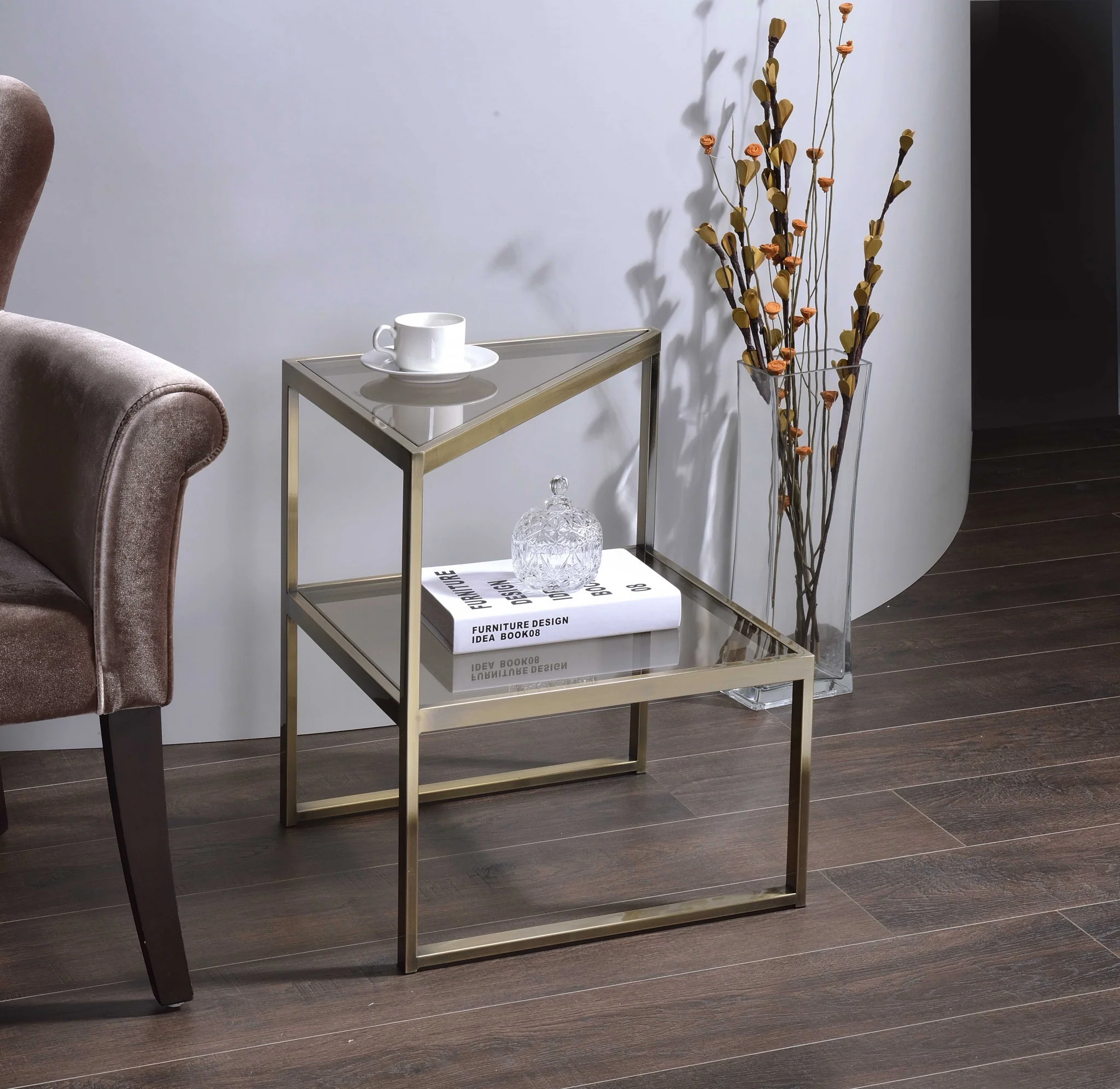 Antique Brass Metal End Table By Homeroots - Image 6
