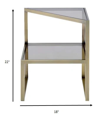 Antique Brass Metal End Table By Homeroots - Image 7