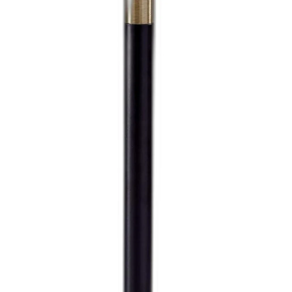 Antique Brass Metal Tripod Base with Matte Black Accent and Tall Natural Fabric Shade Table Lamp By Homeroots - Image 4