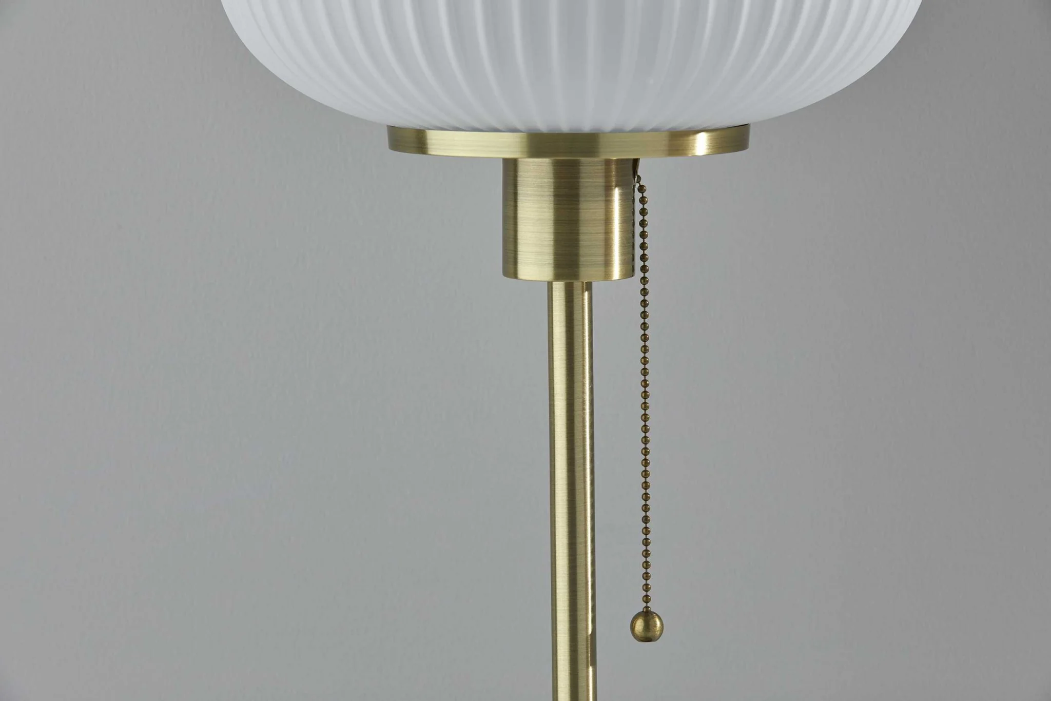 Antique Brass Striped Glass Glow Table Lamp By Homeroots - Image 2