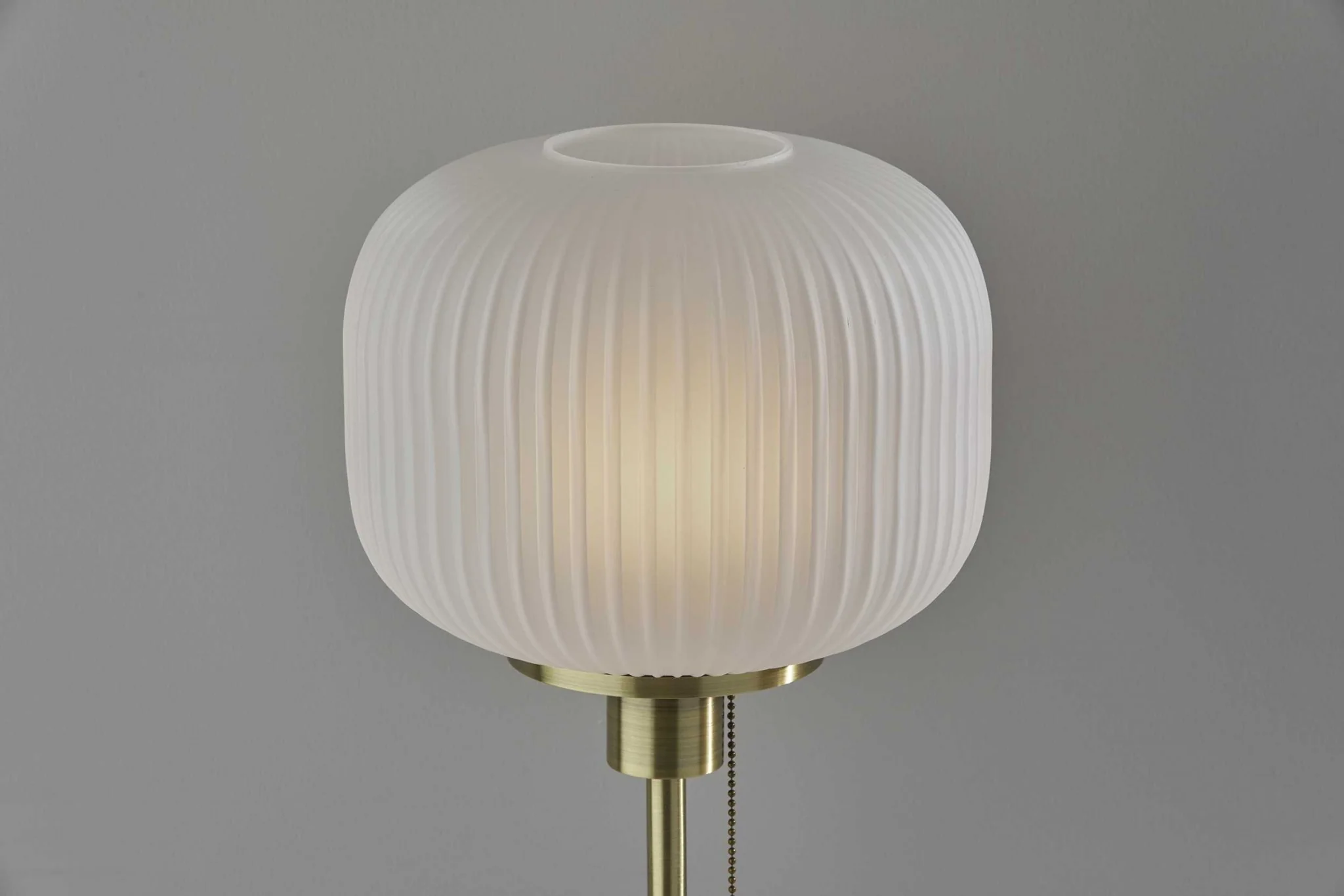 Antique Brass Striped Glass Glow Table Lamp By Homeroots - Image 3