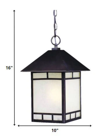Antique Bronze Frosted Glass Hanging Lantern Light By Homeroots - Image 2