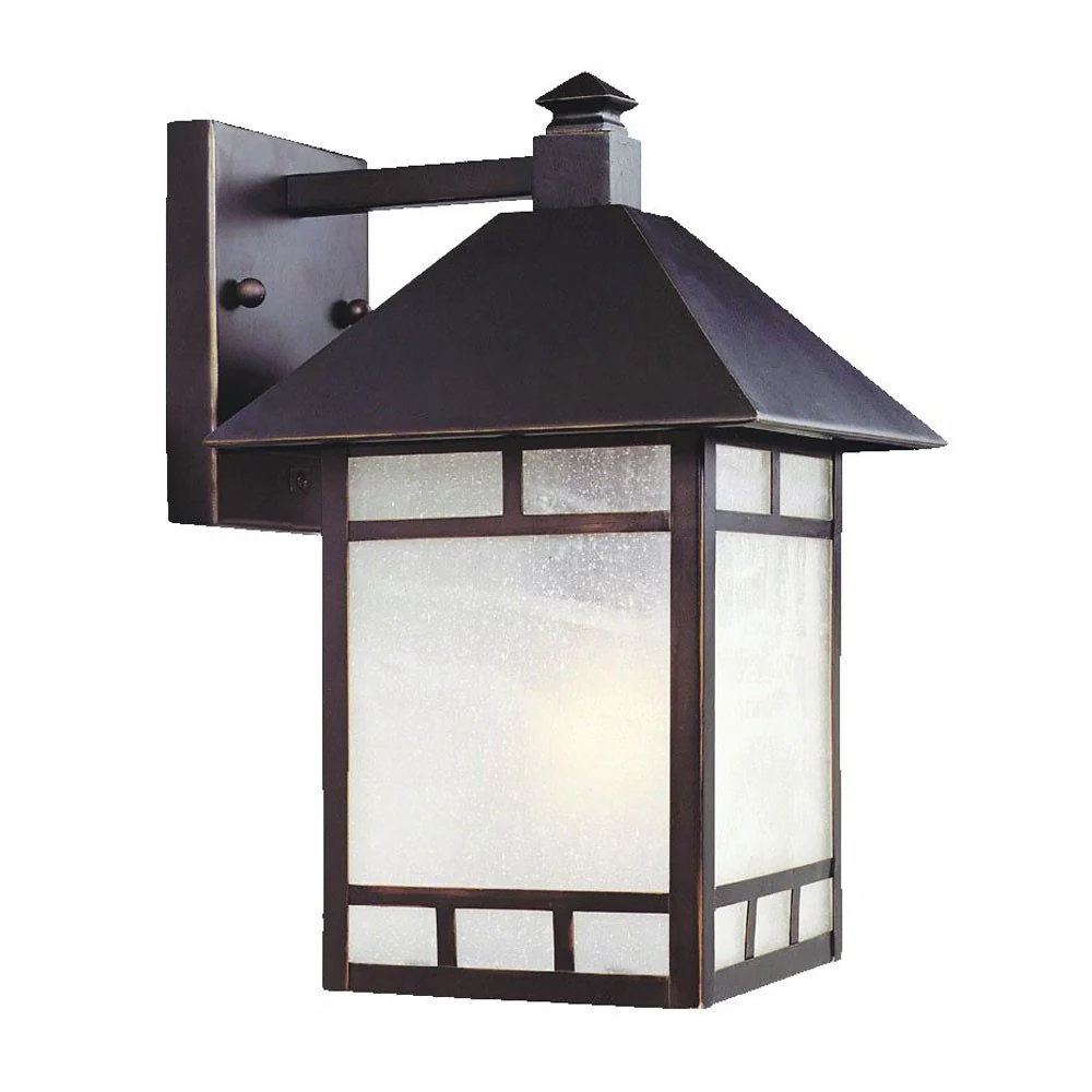 Antique Bronze Frosted Glass Lantern Wall Light By Homeroots - Image 2