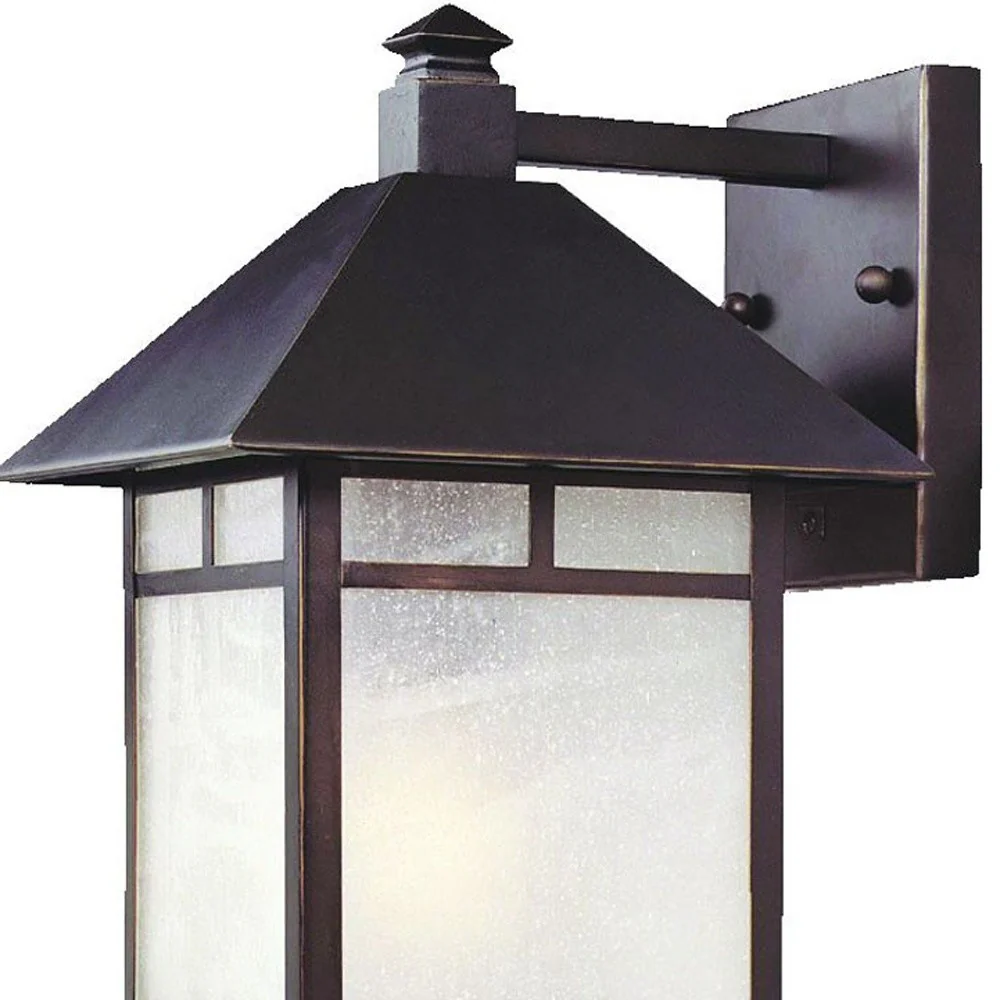 Antique Bronze Frosted Glass Lantern Wall Light By Homeroots - Image 3