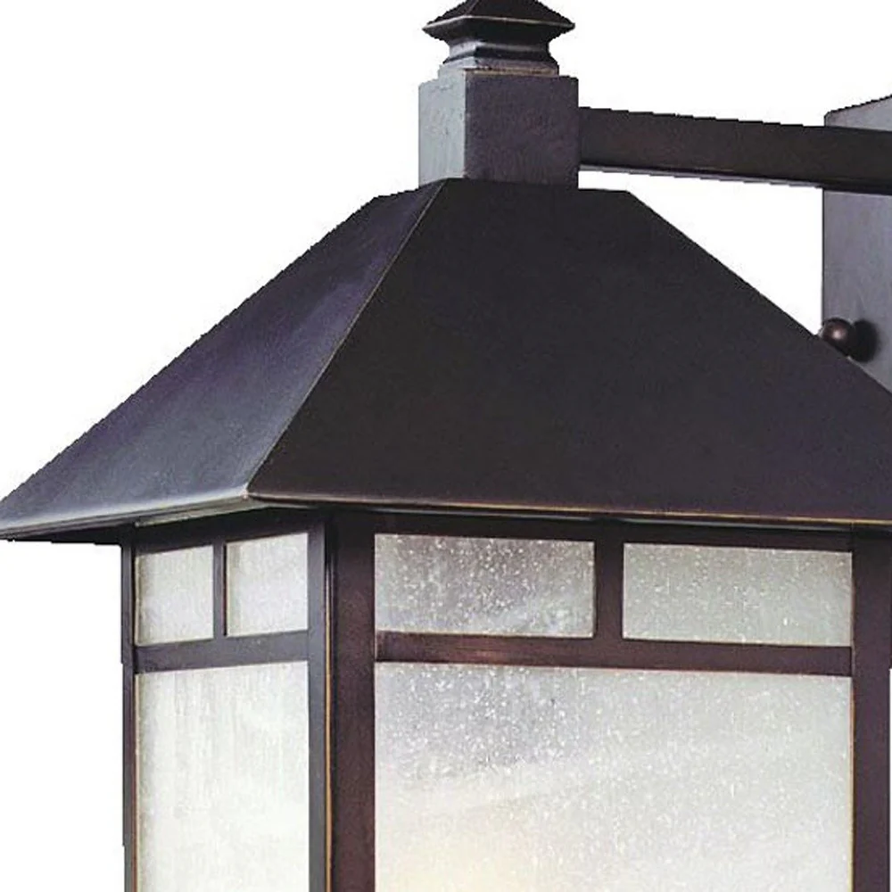 Antique Bronze Frosted Glass Lantern Wall Light By Homeroots - Image 4