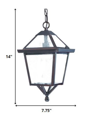 Antique Bronze Glass Hanging Lantern Light By Homeroots - Image 2