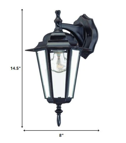 Antique Bronze Glass Hanging Lantern Wall Light By Homeroots - Image 2