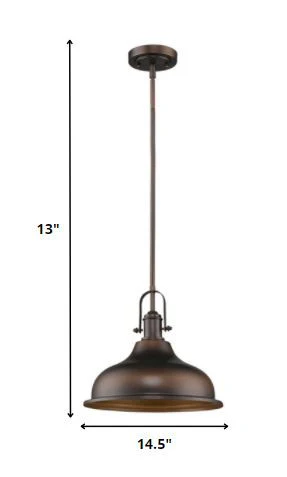 Antique Bronze Hanging Light with Dome Shade By Homeroots - Image 2