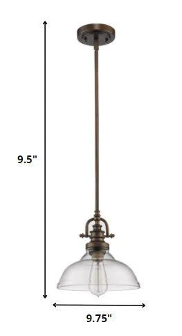 Antique Bronze Hanging Light with Glass Dome Shade By Homeroots - Image 2