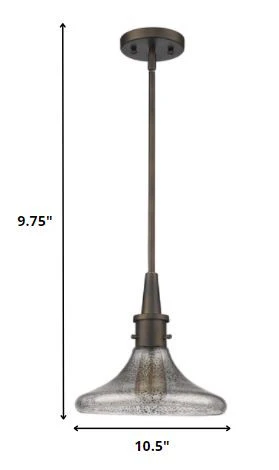 Antique Bronze Hanging Light with Pebbled Glass Shade By Homeroots - Image 2
