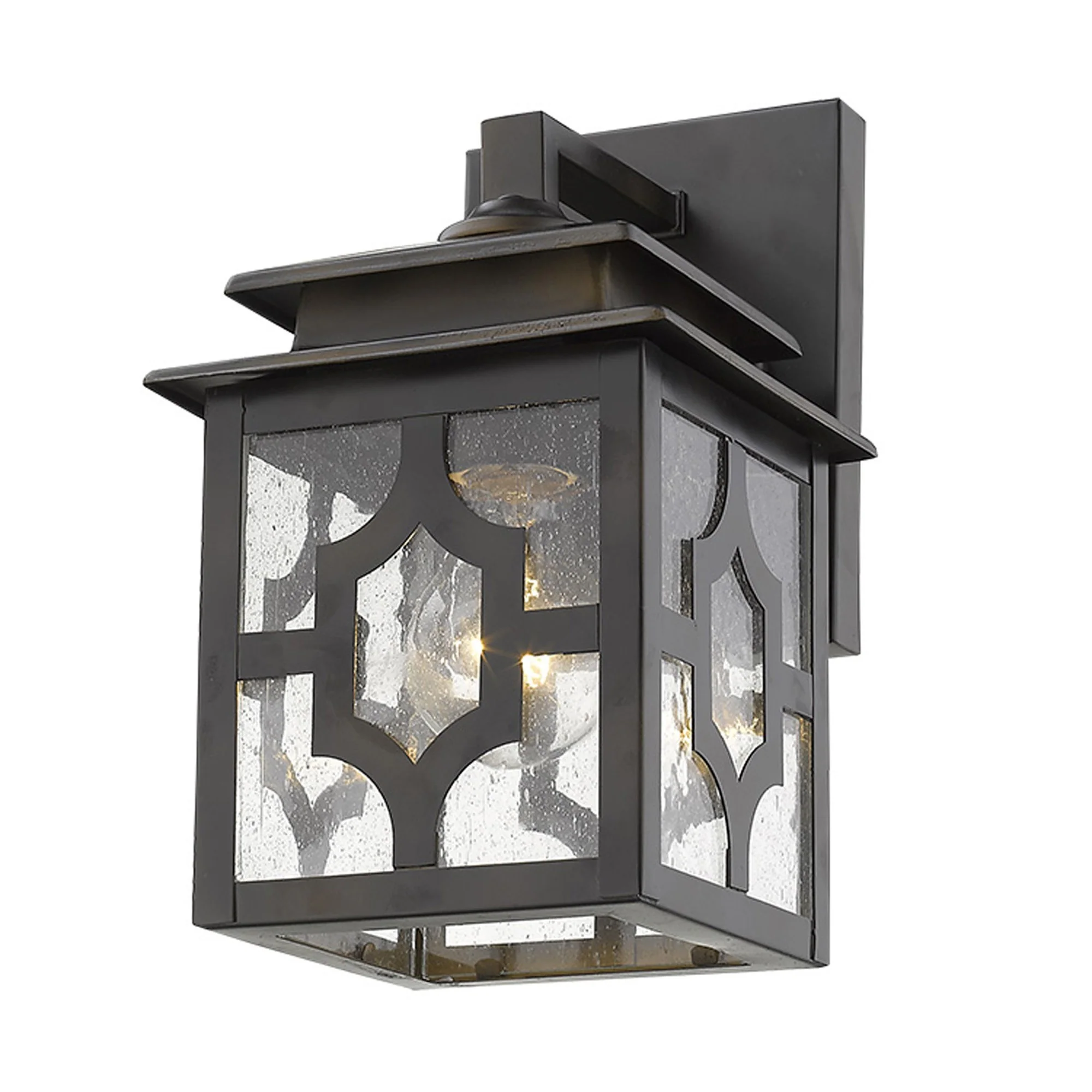 Antique Bronze Outdoor Lantern Wall Light By Homeroots - Image 2