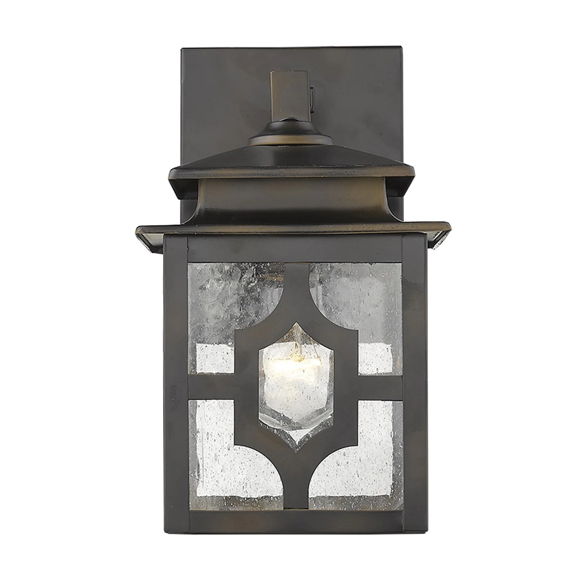 Antique Bronze Outdoor Lantern Wall Light By Homeroots - Image 4